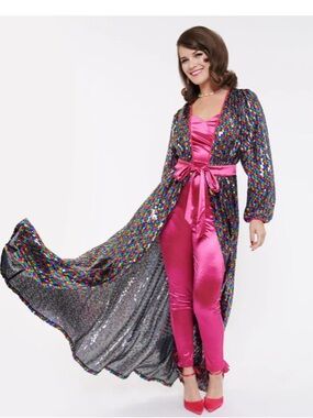 Vibrant Rainbow Sequin Duster Sz Small